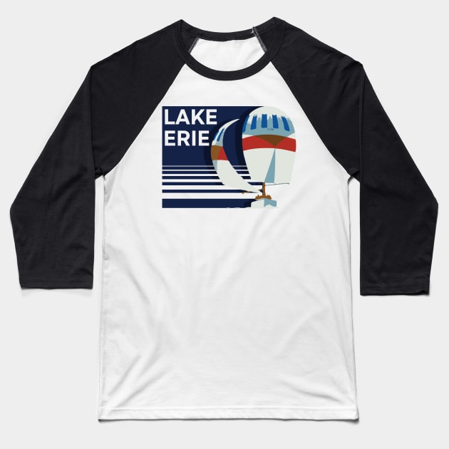 Lake Erie Boat Design Baseball T-Shirt by mbloomstine